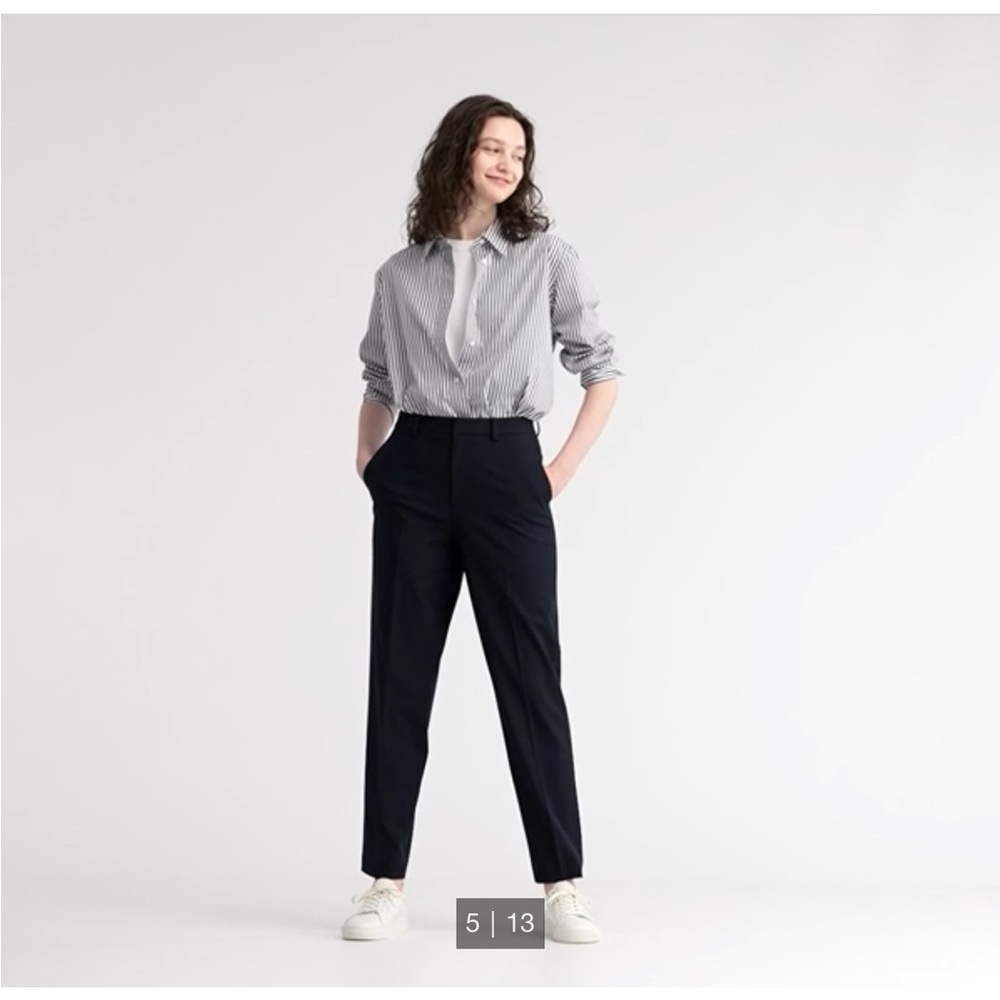 Bundle of uniqlo smart ankle pant, navy blue with pleats and the other black, s